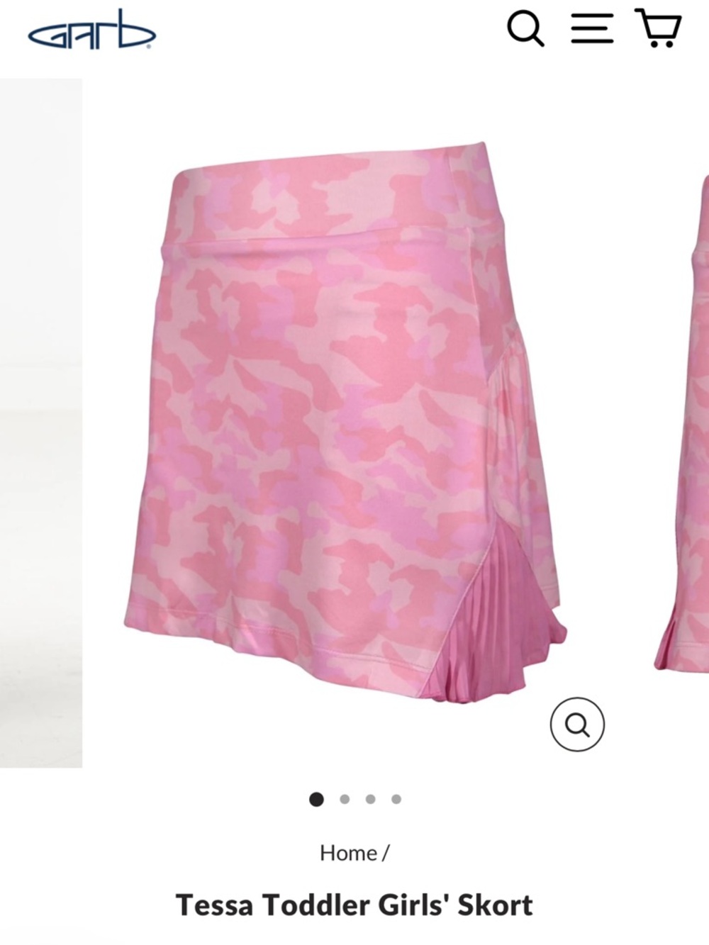 Garb Tessa golf/tennis skort pink camo toddler girl 5T